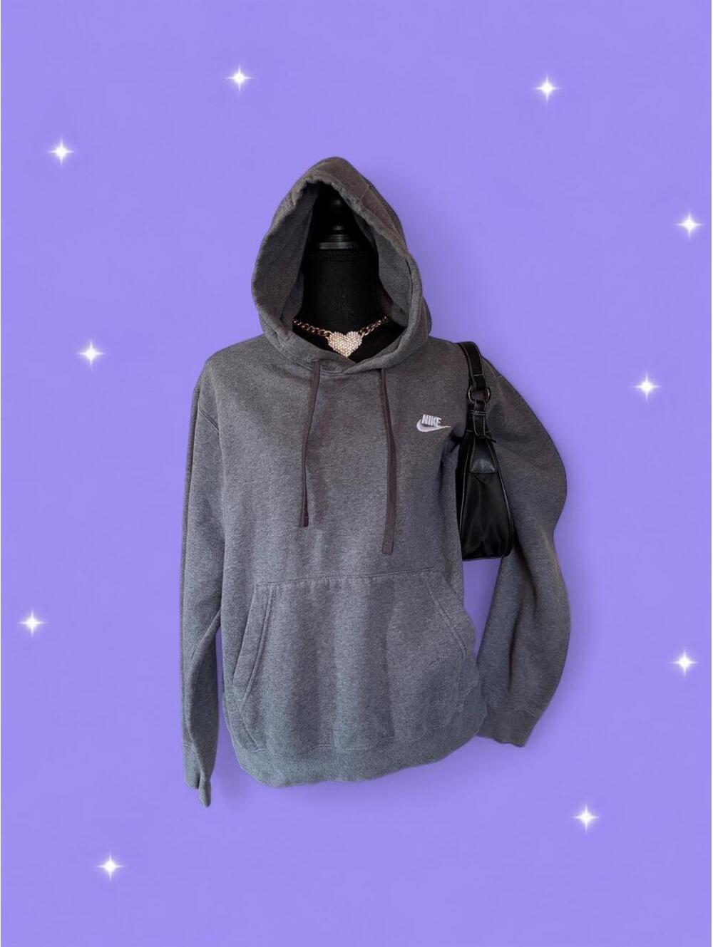 Vintage Y2K Nike Gray Swoosh Oversized Pullover Hoodie size small
